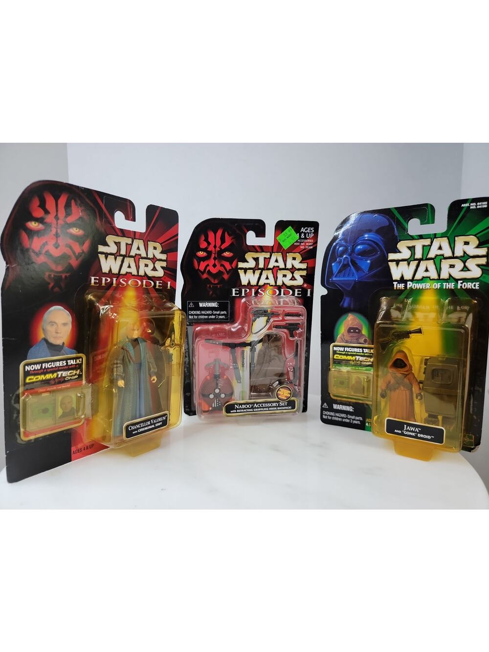 Hasbro Star Wars Episode 1 TPM Lot of 3 Star Wars Commtech Chip Jawa Naboo Set